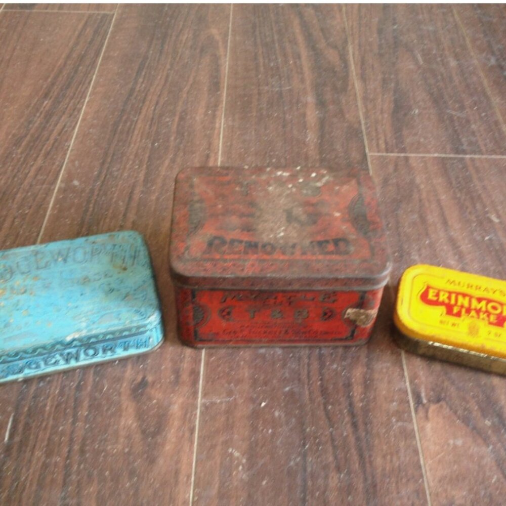 Lot of 3 Vintage Antique Tins Myrtle Cut Edgeworth Murray's Erinmore Farmhouse - Picture 10 of 10